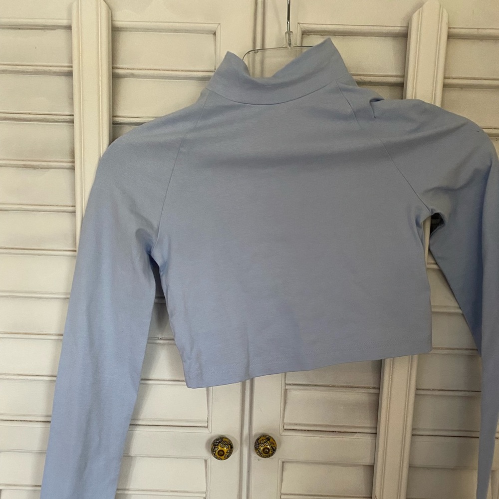 baby blue cropped turtleneck